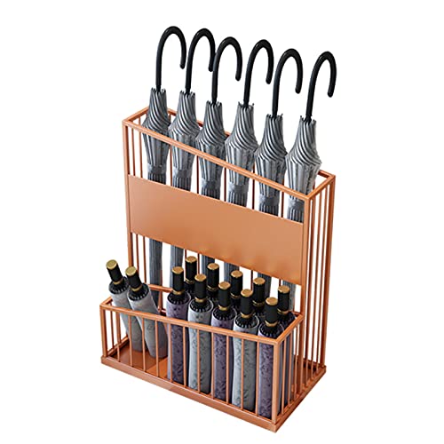 CEHJZQRPL 2-stufiger Schirmständer aus Metall, Schirmhalter, kommerzieller Schirmständer mit großer Kapazität(Orange,30x23x50cm) von CEHJZQRPL