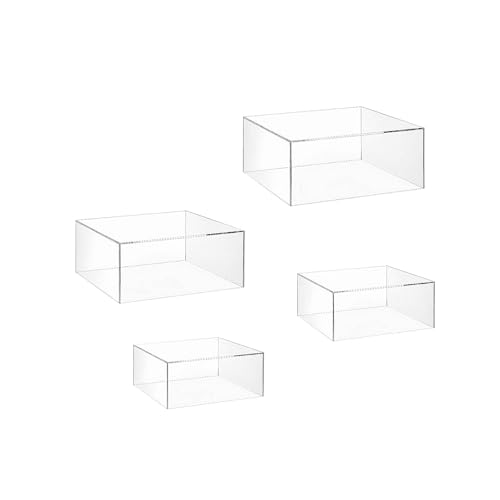 CEHJZQRPL Acryl-Displayständer, Buffet-Riser, Buffet-Riser-Desserttisch-Display-Set, Displayständer-Halter, Würfelpolierter Display-Nesting-Buffet-Riser(Clear 4Pcs) von CEHJZQRPL