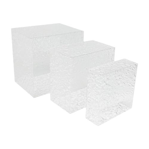 CEHJZQRPL Acryl-Displayständer, Buffet-Riser, Buffet-Riser-Desserttisch-Display-Set, Displayständer-Halter, Würfelpolierter Display-Nesting-Buffet-Riser(Clear Ripple 3pcs) von CEHJZQRPL
