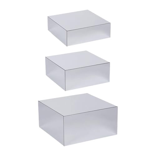 CEHJZQRPL Acryl-Displayständer, Buffet-Riser, Buffet-Riser-Desserttisch-Display-Set, Displayständer-Halter, Würfelpolierter Display-Nesting-Buffet-Riser(Mirror Silver 3Pcs) von CEHJZQRPL