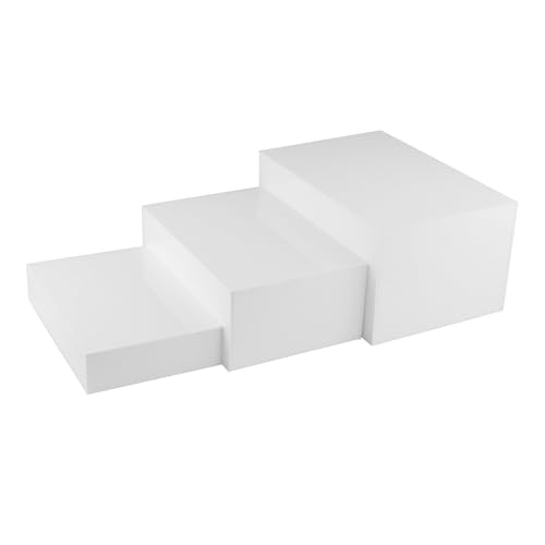 CEHJZQRPL Acryl-Displayständer, Buffet-Riser, Buffet-Riser-Desserttisch-Display-Set, Displayständer-Halter, Würfelpolierter Display-Nesting-Buffet-Riser(Rectangle White) von CEHJZQRPL
