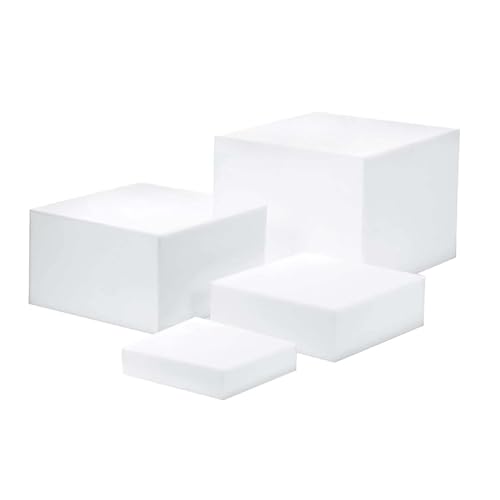 CEHJZQRPL Acryl-Displayständer, Buffet-Riser, Buffet-Riser-Desserttisch-Display-Set, Displayständer-Halter, Würfelpolierter Display-Nesting-Buffet-Riser(White 4Pcs A) von CEHJZQRPL