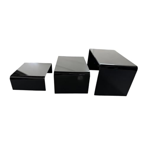 CEHJZQRPL Acryl-Präsentationsständer, Buffet-Erhöhungen, 3x, gestufter Leiterhalter, Präsentationsregal, Buffet-Erhöhung, Organizer-Regalständer, Präsentationsständerhalter(Black) von CEHJZQRPL
