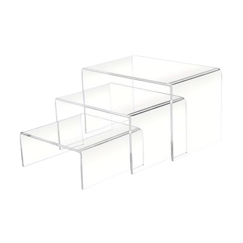 CEHJZQRPL Acryl-Präsentationsständer, Buffet-Erhöhungen, 3x, gestufter Leiterhalter, Präsentationsregal, Buffet-Erhöhung, Organizer-Regalständer, Präsentationsständerhalter(Transparent) von CEHJZQRPL