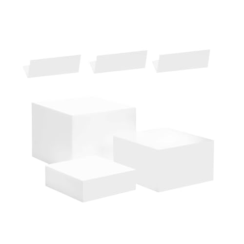 CEHJZQRPL Acryl-Präsentationsständer, Buffet-Riser, 3-teiliges Buffet-Riser-Desserttisch-Präsentationsset mit Beschilderung, Acryl-Würfel-Dessert-Präsentationsständer, Präsentationsständer-Halter von CEHJZQRPL