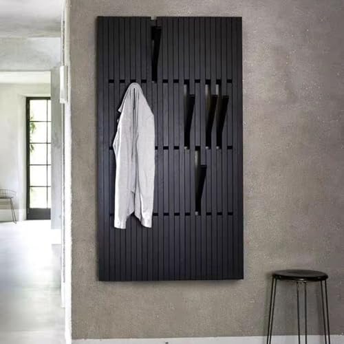CEHJZQRPL An der Wand montierte Garderobenhaken, Kleiderbügel for Klaviertasten, Kleiderbügel aus natürlichem Massivholz, herunterklappbare, einzigartige, Moderne Haken(Walnut Black,55 * 63cm) von CEHJZQRPL