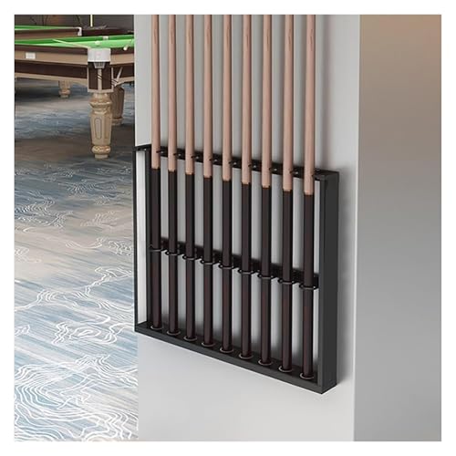 CEHJZQRPL Billardqueue-Ständer zur Wandmontage, poröser Schlägerständer, Billardqueue-Halter aus Metall mit doppelschichtigem U-förmigem Kartenschlitz(Black,55x6x50cm) von CEHJZQRPL