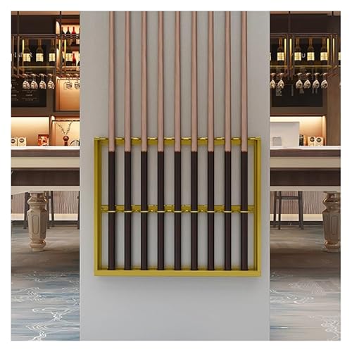 CEHJZQRPL Billardqueue-Ständer zur Wandmontage, poröser Schlägerständer, Billardqueue-Halter aus Metall mit doppelschichtigem U-förmigem Kartenschlitz(Gold,55x6x50cm) von CEHJZQRPL
