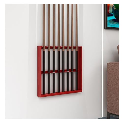 CEHJZQRPL Billardqueue-Ständer zur Wandmontage, poröser Schlägerständer, Billardqueue-Halter aus Metall mit doppelschichtigem U-förmigem Kartenschlitz(Red,50x6x50cm) von CEHJZQRPL
