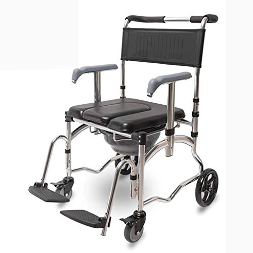 CEHJZQRPL Duschstuhl mit Rädern for Senioren, Rollstuhl, mobiler, gepolsterter Toiletten-Transportstuhl, medizinischer Rollstuhl for Senioren und Behinderte, max. 150 kg von CEHJZQRPL