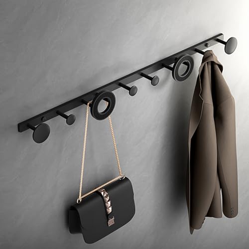 CEHJZQRPL Garderobenständer-Wandhalterung, Badezimmer-Handtuchhalter-Organizer, Metall-Wandhaken, for Aufhängen von Handtüchern, Kleidung, Taschen(Black) von CEHJZQRPL