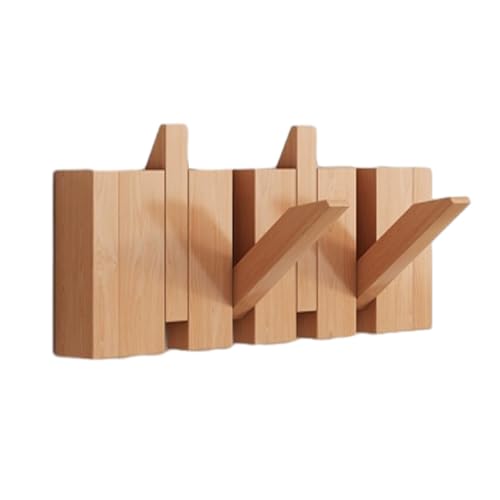 CEHJZQRPL Garderobenständer Wandhalterung,Holzgarderobe,Klaviertastengarderobe,Flip Down Wandhakenleiste(Beech,4 Hooks) von CEHJZQRPL