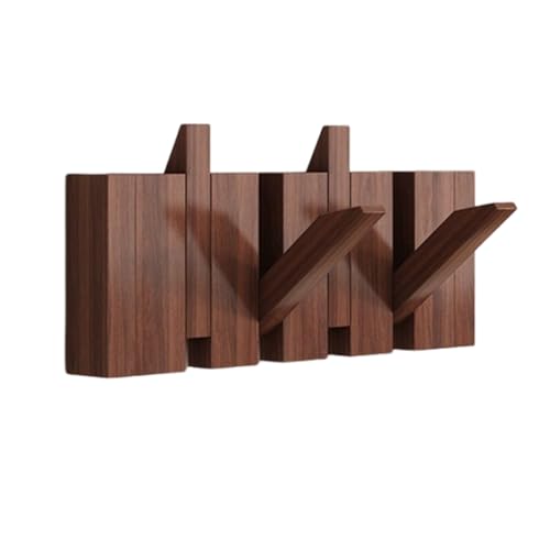 CEHJZQRPL Garderobenständer Wandhalterung,Holzgarderobe,Klaviertastengarderobe,Flip Down Wandhakenleiste(Walnut,4 Hooks) von CEHJZQRPL