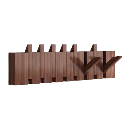 CEHJZQRPL Garderobenständer Wandhalterung,Holzgarderobe,Klaviertastengarderobe,Flip Down Wandhakenleiste(Walnut,8 Hooks) von CEHJZQRPL