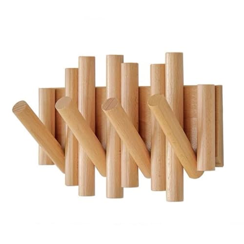 CEHJZQRPL Garderobenständer Wandhalterung,Holzgarderobe,Klaviertastengarderobe,Wandhaken for Herunterklappen,Buche,Unregelmäßig,Zylinder(4 Hooks) von CEHJZQRPL