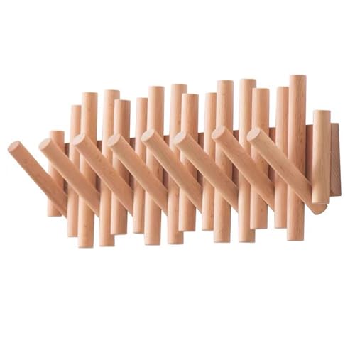 CEHJZQRPL Garderobenständer Wandhalterung,Holzgarderobe,Klaviertastengarderobe,Wandhaken for Herunterklappen,Buche,Unregelmäßig,Zylinder(8 Hooks) von CEHJZQRPL