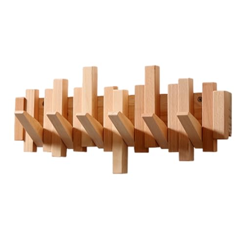 CEHJZQRPL Garderobenständer Wandhalterung,Holzgarderobe,Klaviertastengarderobe,Wandhaken for Herunterklappen,Walnuss,Unregelmäßig(Beech,6 Hooks) von CEHJZQRPL