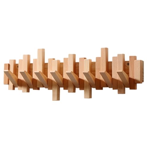 CEHJZQRPL Garderobenständer Wandhalterung,Holzgarderobe,Klaviertastengarderobe,Wandhaken for Herunterklappen,Walnuss,Unregelmäßig(Beech,8 Hooks) von CEHJZQRPL