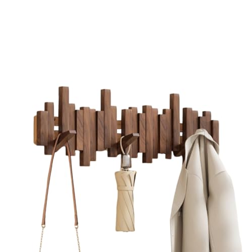 CEHJZQRPL Garderobenständer Wandhalterung,Holzgarderobe,Klaviertastengarderobe,Wandhaken for Herunterklappen,Walnuss,Unregelmäßig(Walnut,8 Hooks) von CEHJZQRPL