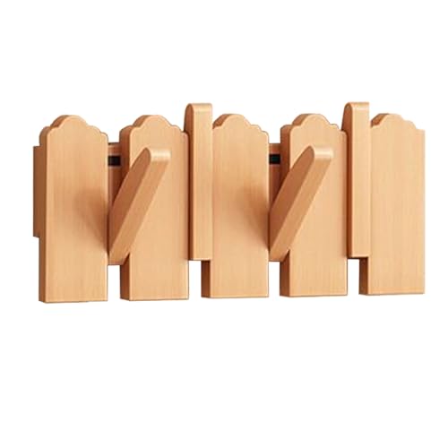 CEHJZQRPL Garderobenständer Wandhalterung,Holzgarderobe,Klaviertastengarderobe,Wandhakenleiste for Herunterklappen,Buche,Wolkenform(Beech,4 Hooks) von CEHJZQRPL