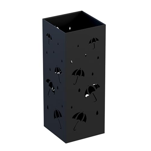 CEHJZQRPL Kommerzieller Schirmhalter Schirmeimer mit großer Kapazität Quadratischer Schirmständer Schirmeimer aus Metall(Black) von CEHJZQRPL