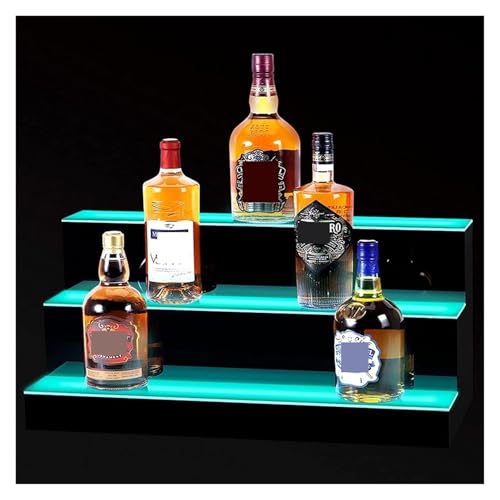 CEHJZQRPL LED beleuchtetes Regal für Spirituosenflaschen, Flaschendisplay Acryl-Getränkebeleuchtungsregale s Beleuchtetes Flaschenregal 3-stufig mit Fernbedienung for Bar(32inch) von CEHJZQRPL