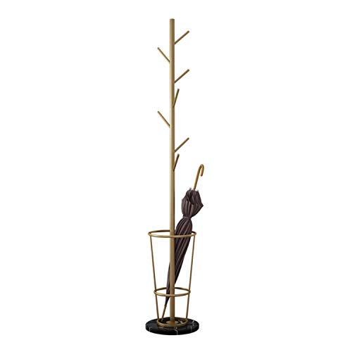 CEHJZQRPL Multifunktionaler Schirmständer mit Haken, Schirmständer aus Metall, platzsparende Dekoration for Zuhause und Büro(Gold+Black) von CEHJZQRPL