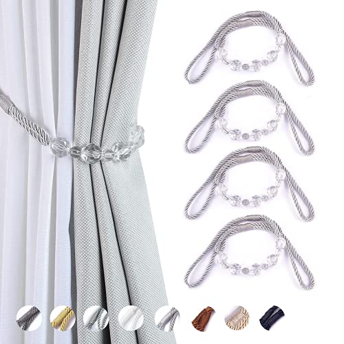 CEHJZQRPL Quasten-Vorhanghalter 4er-Pack Vorhang-Raffhalter mit Kristallperlen, dekorative Gardinenhalter, handgefertigt, Vorhangseil CEHJZQRPL Quasten-Vorhanghalter 4er-Pack Vorhang-Raffhalter mit Kristallperlen, dekorative Gardinenhalter, handgefertigt, Vorhangseil von CEHJZQRPL