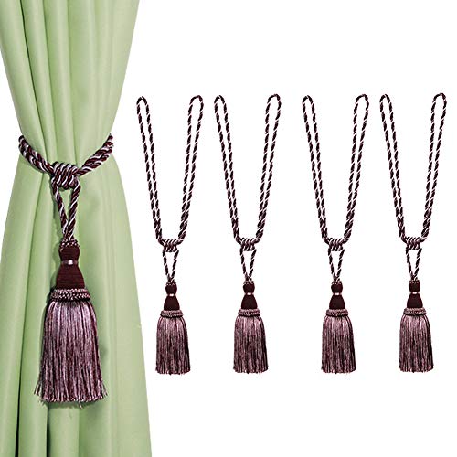 CEHJZQRPL Quasten-Vorhanghalter Dekorative Vorhang Raffhalter Handgefertigte Elegante Seil Krawatten Quasten Holdbacks for Vorhänge(Purple,4pcs) von CEHJZQRPL