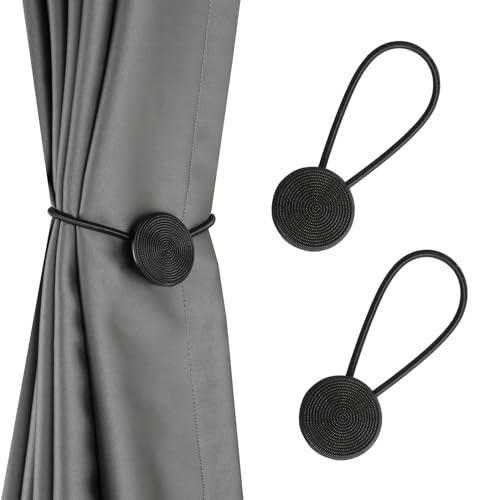 CEHJZQRPL Quasten-Vorhanghalter Magnetische Vorhang-Raffhalter, Elegante Vorhanghalter for Vorhänge, Fensterbehandlungshalter for den Außenbereich(Black,2 Pack) von CEHJZQRPL