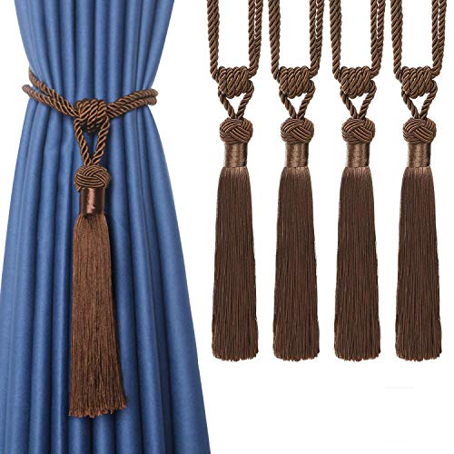 CEHJZQRPL Quasten-Vorhanghalter Vorhang Raffhalter Handgewebte Seil Krawatten Home Dekorative Quasten Holdbacks(Dark Coffee,4pcs) von CEHJZQRPL