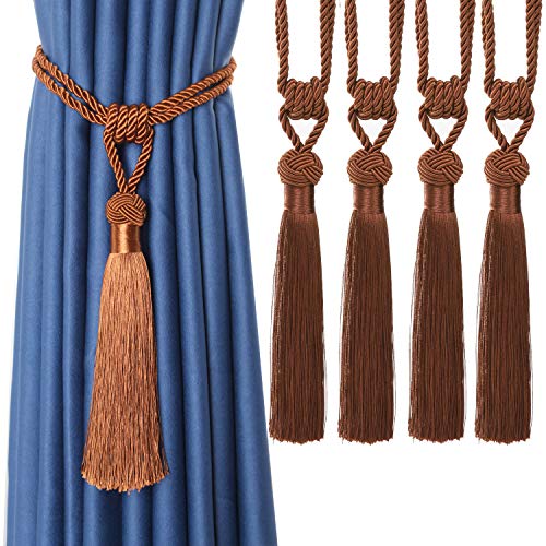 CEHJZQRPL Quasten-Vorhanghalter Vorhang Raffhalter Handgewebte Seil Krawatten Home Dekorative Quasten Holdbacks(Light Coffee,4pcs) von CEHJZQRPL