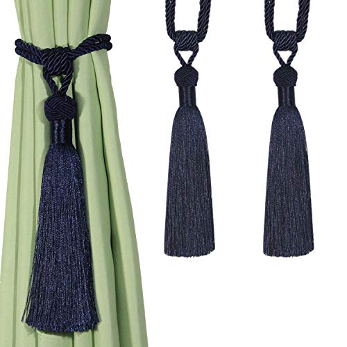 CEHJZQRPL Quasten-Vorhanghalter Vorhang Raffhalter Handgewebte Seil Krawatten Home Dekorative Quasten Holdbacks(Navy,2pcs) von CEHJZQRPL