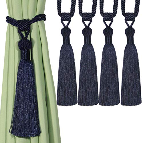 CEHJZQRPL Quasten-Vorhanghalter Vorhang Raffhalter Handgewebte Seil Krawatten Home Dekorative Quasten Holdbacks(Navy,4pcs) von CEHJZQRPL