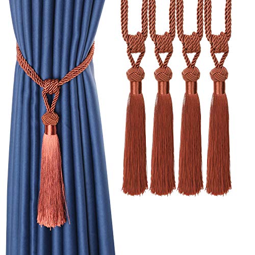 CEHJZQRPL Quasten-Vorhanghalter Vorhang Raffhalter Handgewebte Seil Krawatten Home Dekorative Quasten Holdbacks(Oranje,4pcs) von CEHJZQRPL