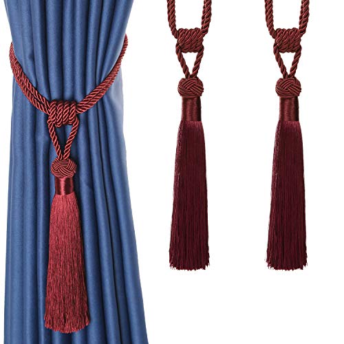CEHJZQRPL Quasten-Vorhanghalter Vorhang Raffhalter Handgewebte Seil Krawatten Home Dekorative Quasten Holdbacks(Red,2pcs) von CEHJZQRPL
