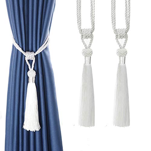 CEHJZQRPL Quasten-Vorhanghalter Vorhang Raffhalter Handgewebte Seil Krawatten Home Dekorative Quasten Holdbacks(Wit,2pcs) von CEHJZQRPL