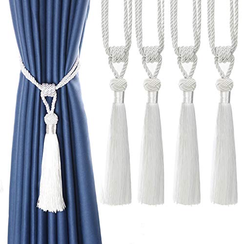 CEHJZQRPL Quasten-Vorhanghalter Vorhang Raffhalter Handgewebte Seil Krawatten Home Dekorative Quasten Holdbacks(Wit,4pcs) von CEHJZQRPL