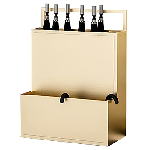 CEHJZQRPL Rechteckiger Schirmständer aus Metall, 2-stufiger Schirmhalter mit Griff, Aufbewahrungseimer for den Innenbereich(Gold,48x27x67cm) von CEHJZQRPL