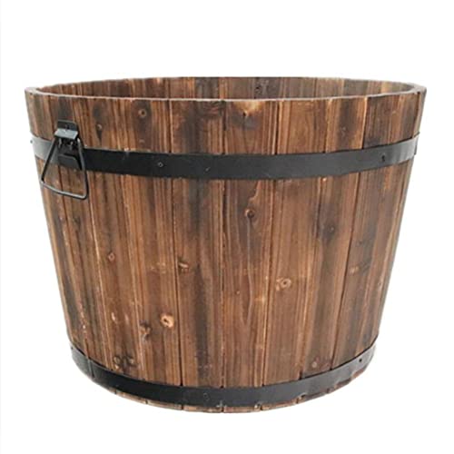 CEHJZQRPL Rustikale Pflanzgefäße aus Holzfässern, Whiskyfässer, Eimer mit Henkel, Blumentopf(60x41cm) von CEHJZQRPL