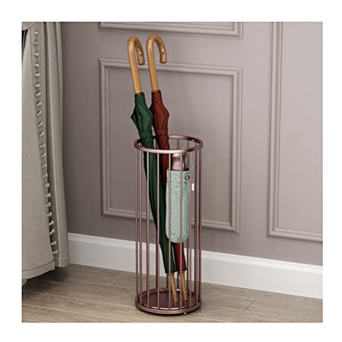 CEHJZQRPL Schirmständer, moderner Schirmhalter aus Eisen, Schirm-Organizer for den Flur im Innenbereich mit 4 Haken und Abtropfschale(Bronze) von CEHJZQRPL
