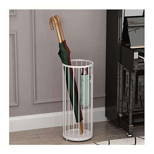 CEHJZQRPL Schirmständer, moderner Schirmhalter aus Eisen, Schirm-Organizer for den Flur im Innenbereich mit 4 Haken und Abtropfschale(White) von CEHJZQRPL
