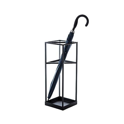 CEHJZQRPL Schirmständer aus Metall, quadratischer Schirmständer mit Abtropfschale, hohles Design, freistehender Schirmständer(Black) von CEHJZQRPL