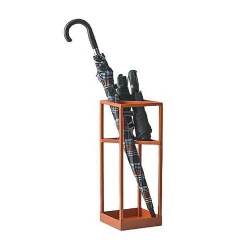CEHJZQRPL Schirmständer aus Metall, quadratischer Schirmständer mit Abtropfschale, hohles Design, freistehender Schirmständer(Orange) von CEHJZQRPL