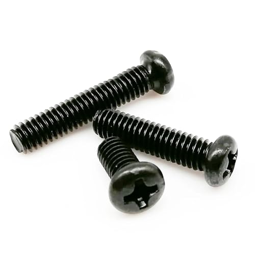 CEHJZQRPL Schlossschrauben 50 Stück M1 M1.2 M1.4 M1.6 M2 M2.5 M3 M4 Mini Micro Small Schwarz A2-70 304 Edelstahl Kreuzschlitzschrauben Flachkopfschrauben Rundschrauben(Black carbon steel,2MM-M1.2) von CEHJZQRPL