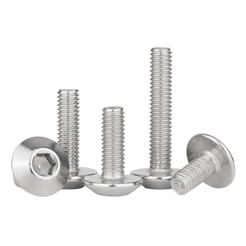 CEHJZQRPL Schlossschrauben M2 M2.5 M3 M4 M5 M6 M8 M10 304 Edelstahl Innensechskantschrauben Pilzkopf Innensechskantschrauben Halbrundschrauben(M6 (5pcs),45mm) von CEHJZQRPL