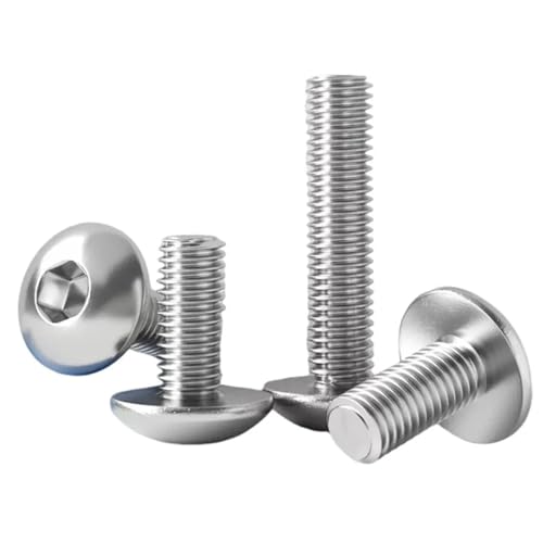 CEHJZQRPL Schlossschrauben M2 M2.5 M3 M4 M5 M6 M8 M10 Sechskant-Rundkopfschrauben aus Edelstahl 304 mit Pilzkopf Innensechskantschraube mit Linsenkopf(M2.0 (100pcs),55mm) von CEHJZQRPL