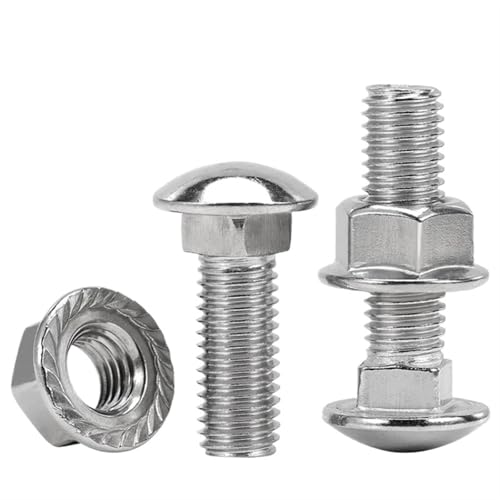 CEHJZQRPL Schlossschrauben M4-M12 A2-70 304 Edelstahl-Fachwerkschrauben mit rundem Kopf und quadratischem Hals, Flanschmutternsatz(M6-2sets,20mm) von CEHJZQRPL