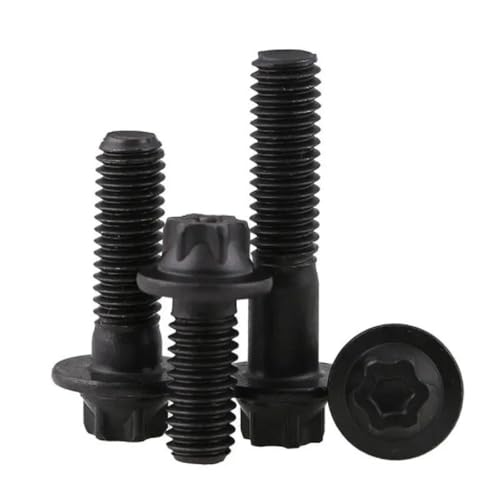 CEHJZQRPL Sechskant-Flanschkopfschraube, M5 M6 Torx-Kopf-Flansch-Sechskantschrauben Pflaumen-Außensechskantschrauben 12.9 Grade Six Lobe Truss-Schraube 20 Stück(M6x26.7 HT) von CEHJZQRPL