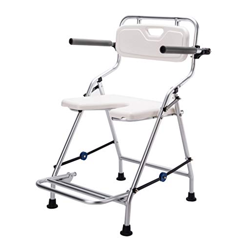 CEHJZQRPL Toilettenstuhl mit Rädern - Transport-Duschstuhl Aluminium-Badezimmer-Toilettenstuhl Tragbarer Nachttisch-Duschrollstuhl(A) von CEHJZQRPL